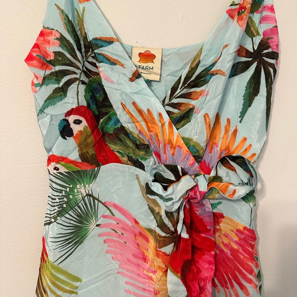 Aqua Tropical Parrot Print Wrap Maxi Dress - Picture 3 of 10